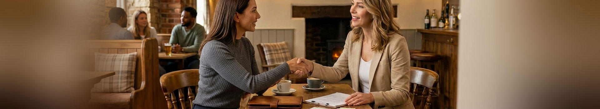 Twee vrouwen tijdens een ontspannen kennismakingsgesprek met koffie