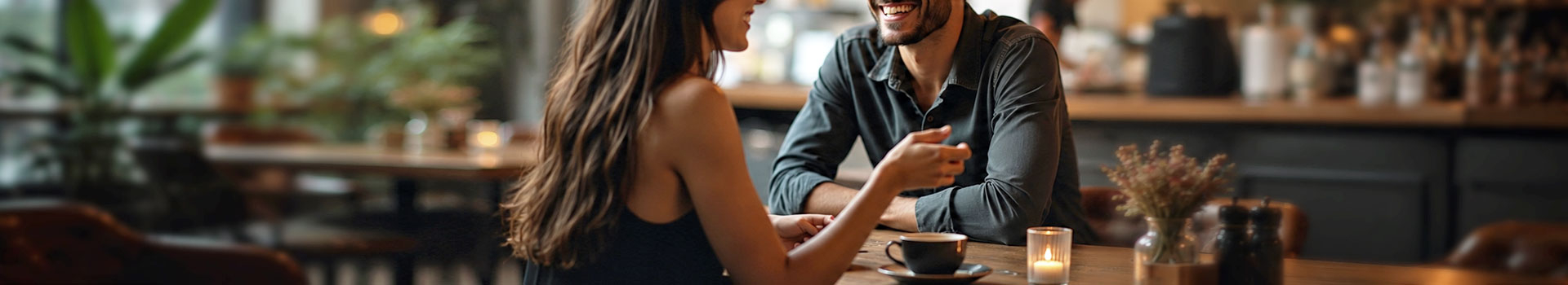 Man en vrouw in gesprek tijdens een escort date