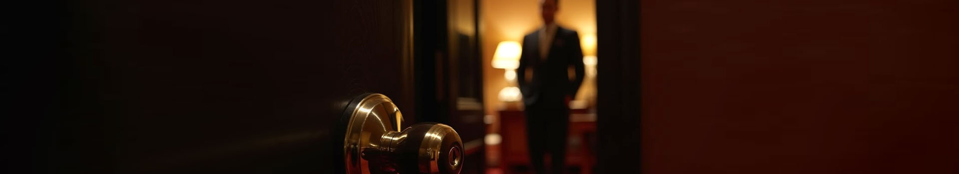 Hotelbel en deur met man op de achtergrond als symbool voor respect en grenzen