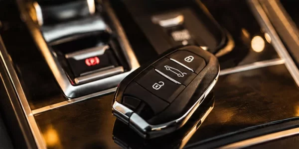 Middenconsole van een luxe auto als illustratie voor betaalopties.